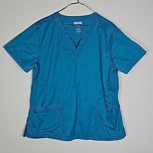 Health Pro large blue short sleeve scrub top